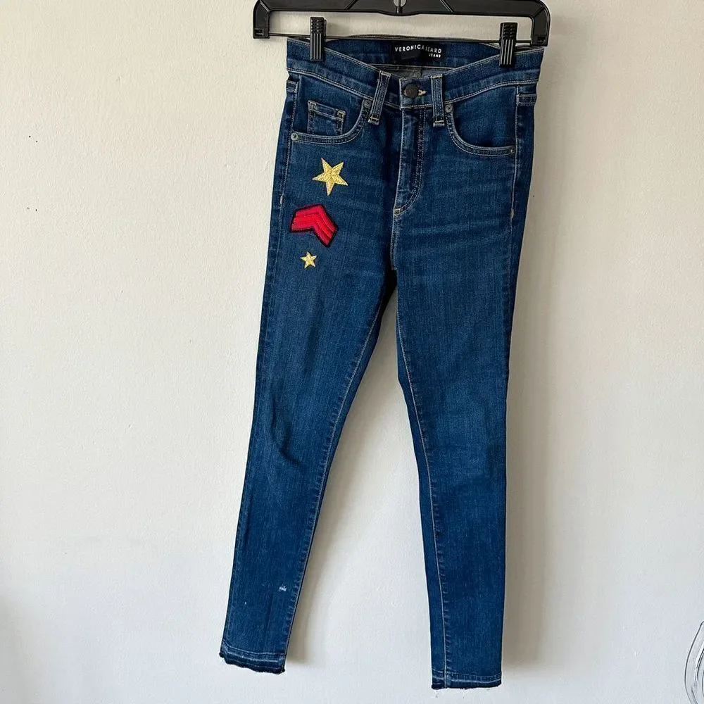 VERONICA BEARD Patchwork Mid-Rise Skinny Leg Jeans - Size 24